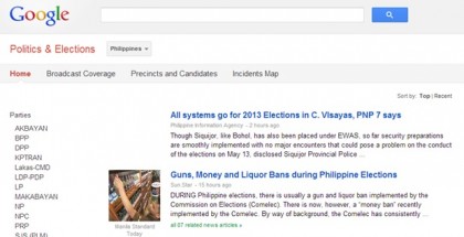 Google Resource Page for PH elections getting huge hits