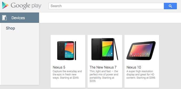 Google Nexus 5 in Play Store