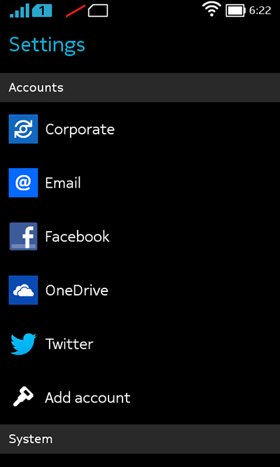 Nokia X contacts, email, Facebook, Twitter sync