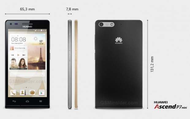 Huawei Ascend P7 mini dimensions