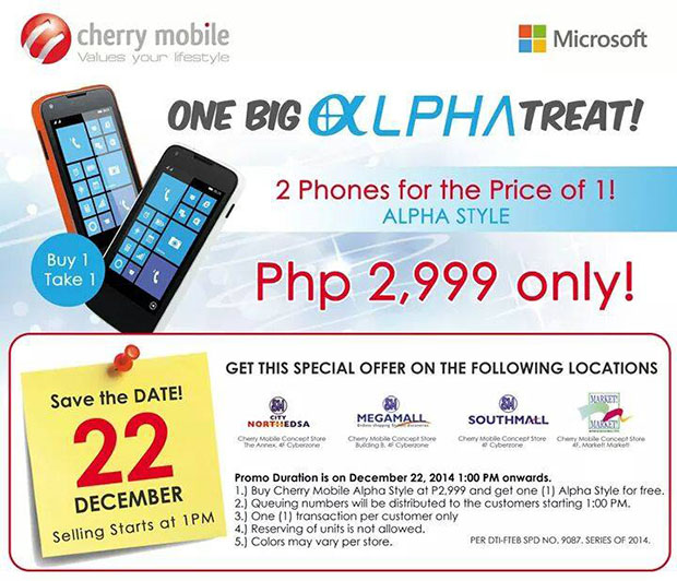 Cherry Mobile Alpha Style Buy One Get One Sale