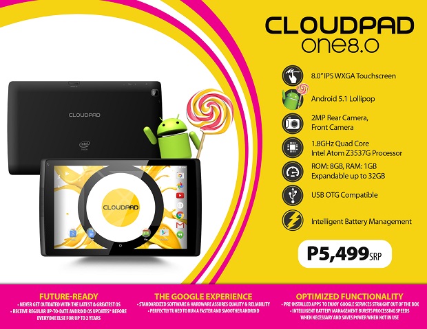 Cloudfone CloudPad One 8.0 specs
