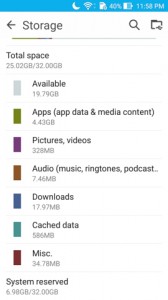 Asus Zenfone Selfie Storage
