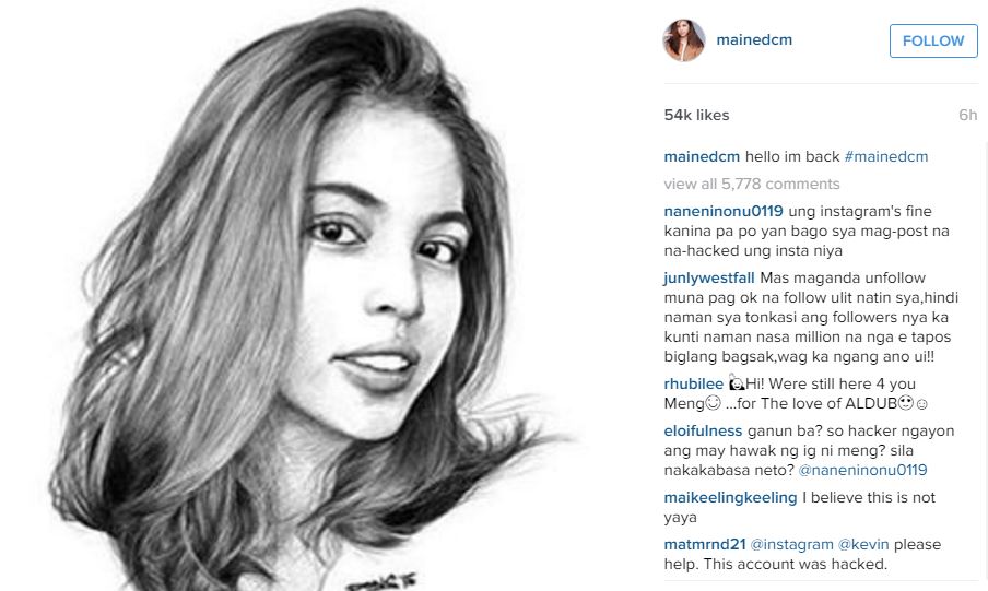 Maine Mendoza regains Instagram account