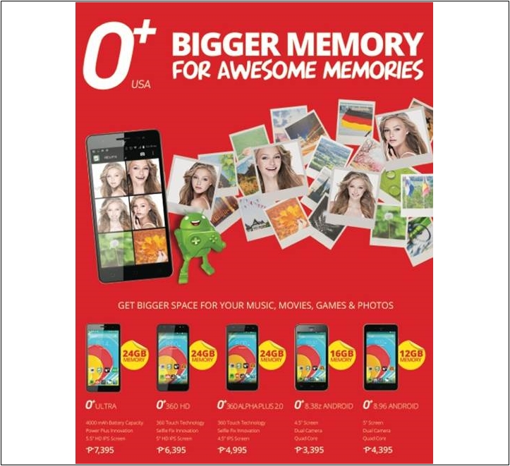 O+ USA increased storage smartphones