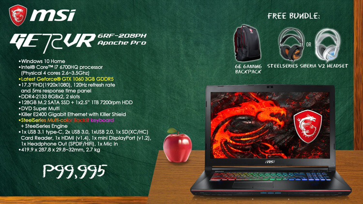MSI Back to School Promo gives discounts on laptops, freebies