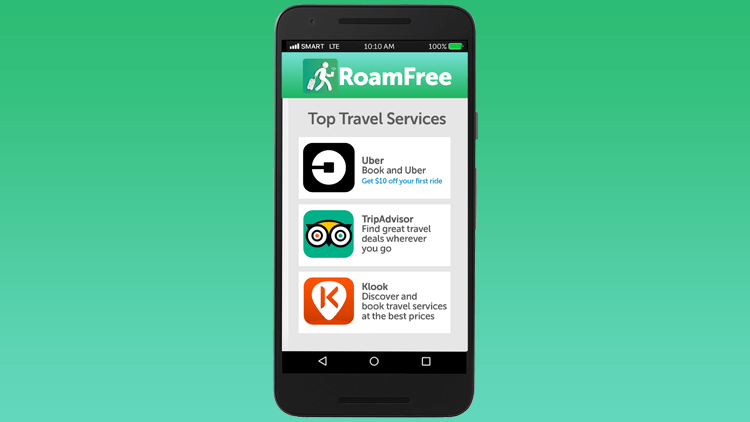 RoamFree list of apps and countries