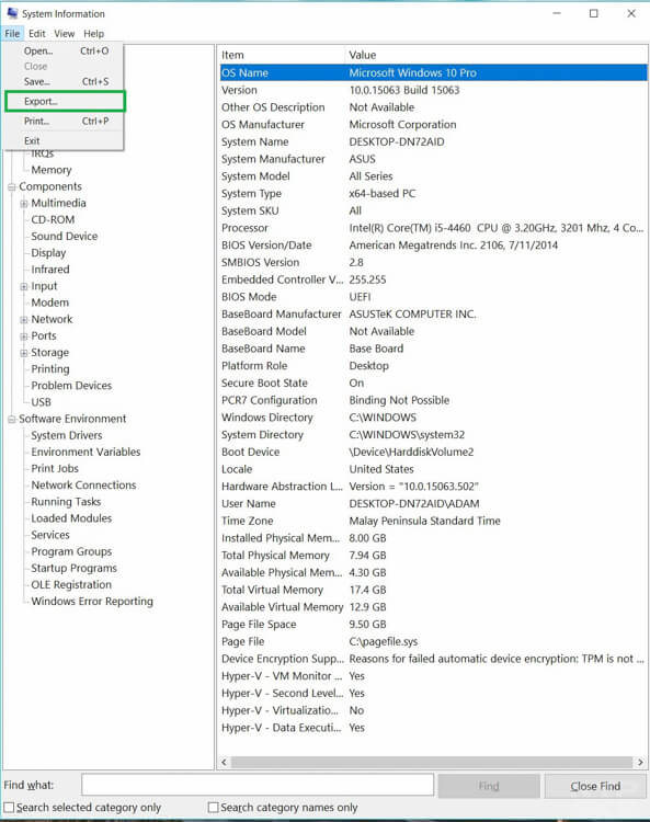 how to view specs of pc