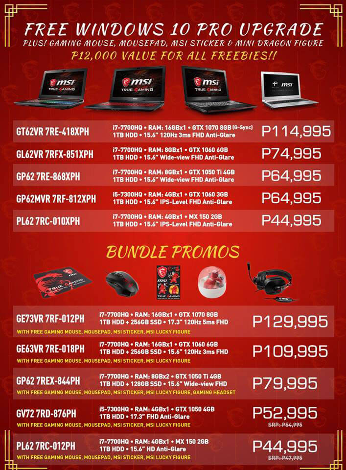 Discounts and freebies in gaming laptops with MSI Chinese New Year promo - NoypiGeeks