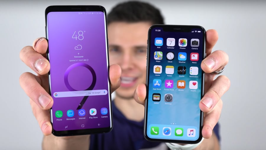 Samsung Galaxy S9 vs iPhone X Drop Test Video