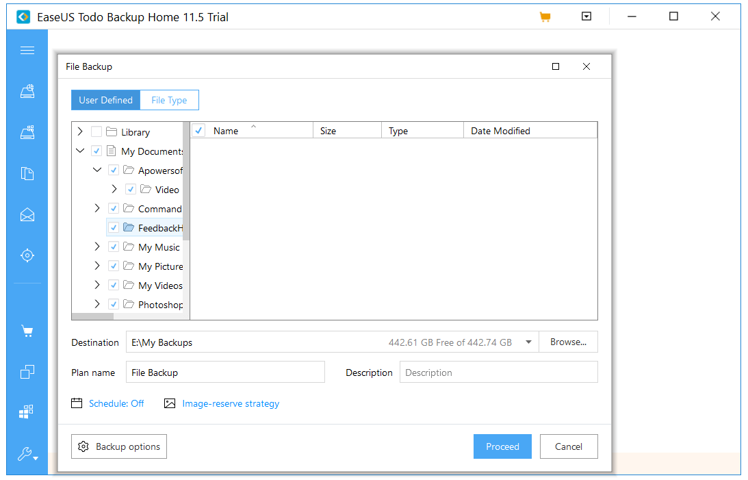 EaseUs File Backup