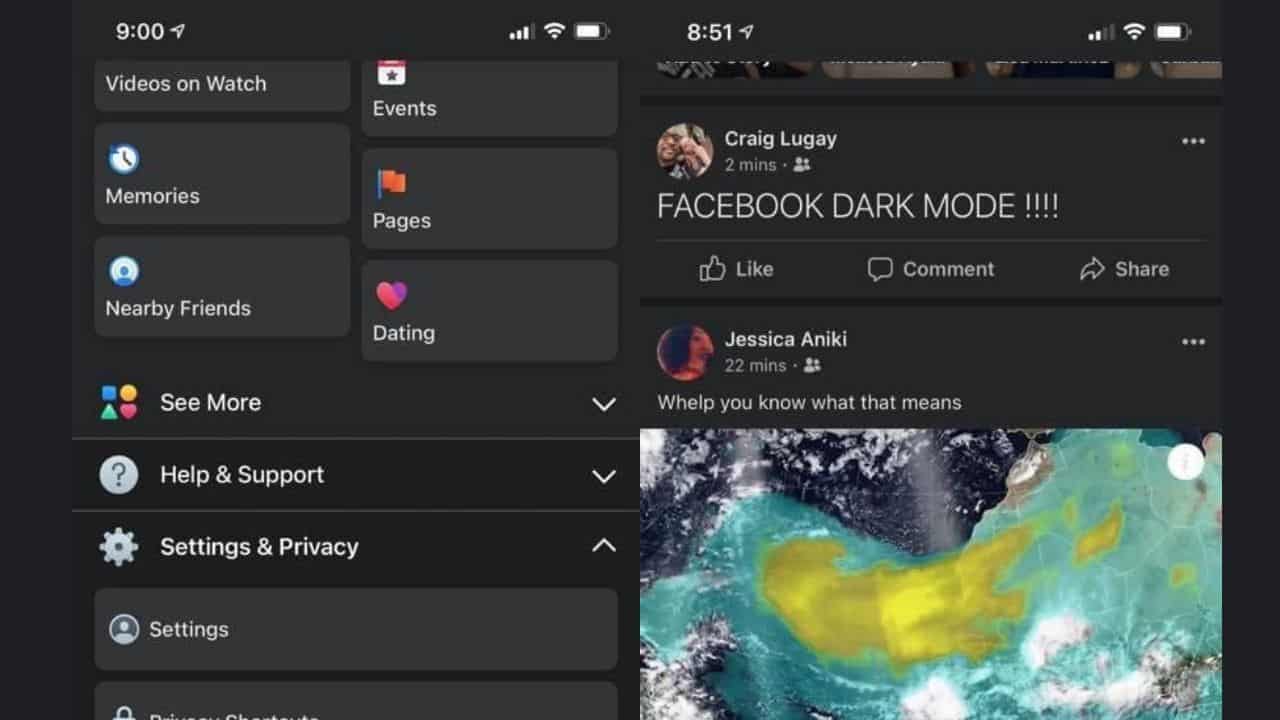 Facebook-dark-mode-test