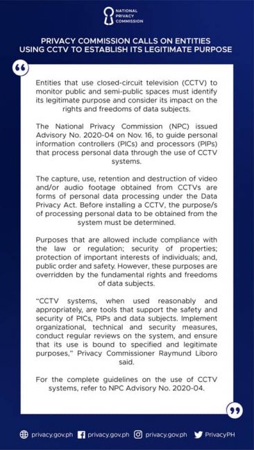 National Privacy Commission releases guidelines on the use of CCTV ...