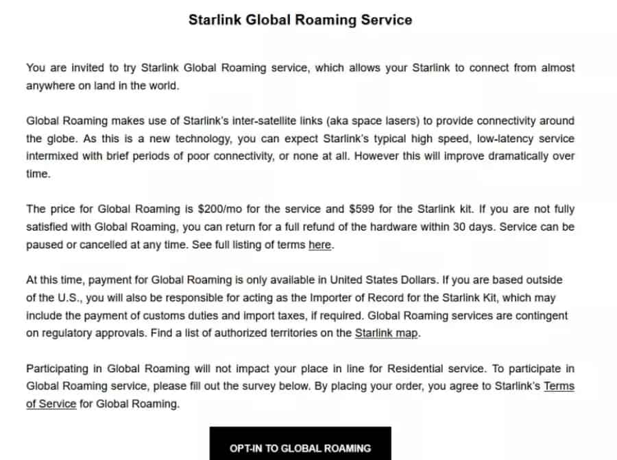 Starlink-Global-Roaming-service