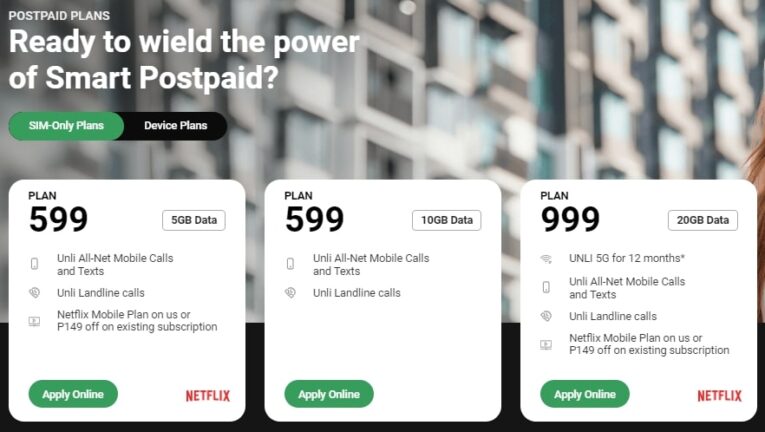 Smart SIM-Only Signature Plan+ 999 offer unli 5G, calls and texts to ...