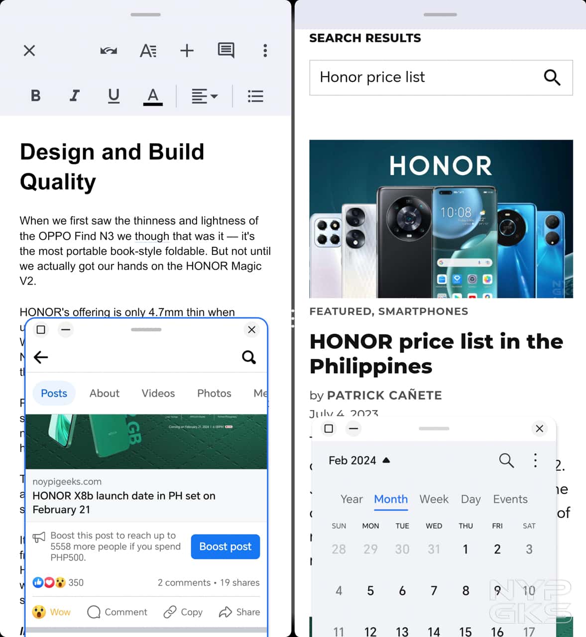 HONOR-Magic-V2-Split-screen