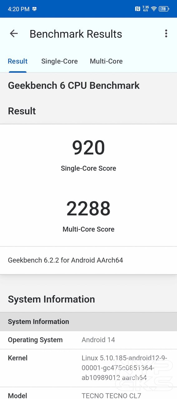 TECNO-CAMON-30-5G-GeekBench