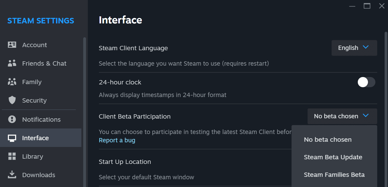 Steam-Beta-Settings