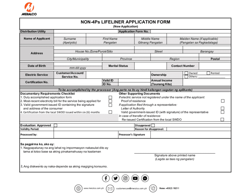 Non-4Ps-Meralco-Lifeline-Discount-Form