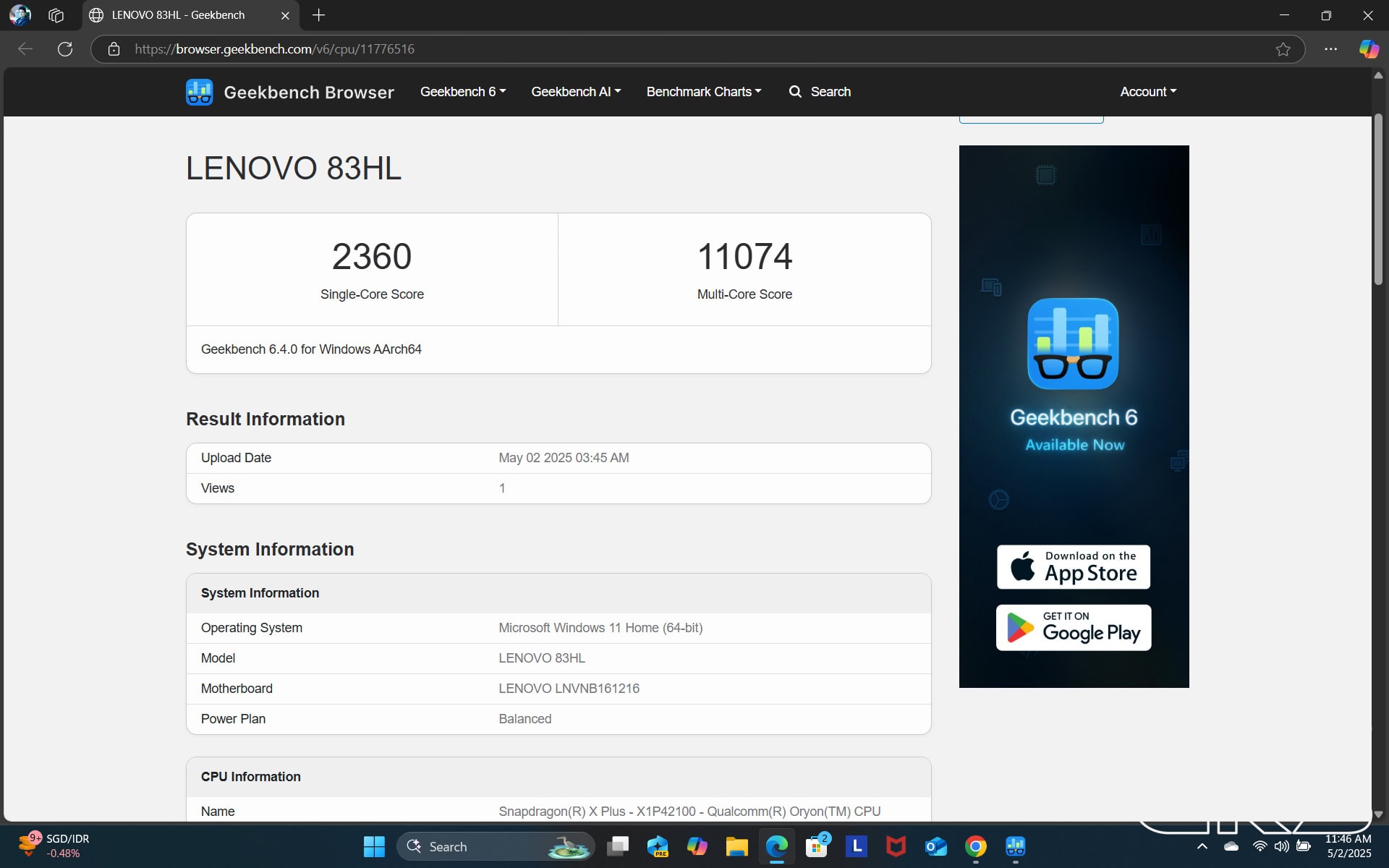Lenovo-IdeaPad-Slim-5x-14-9-Geekbench